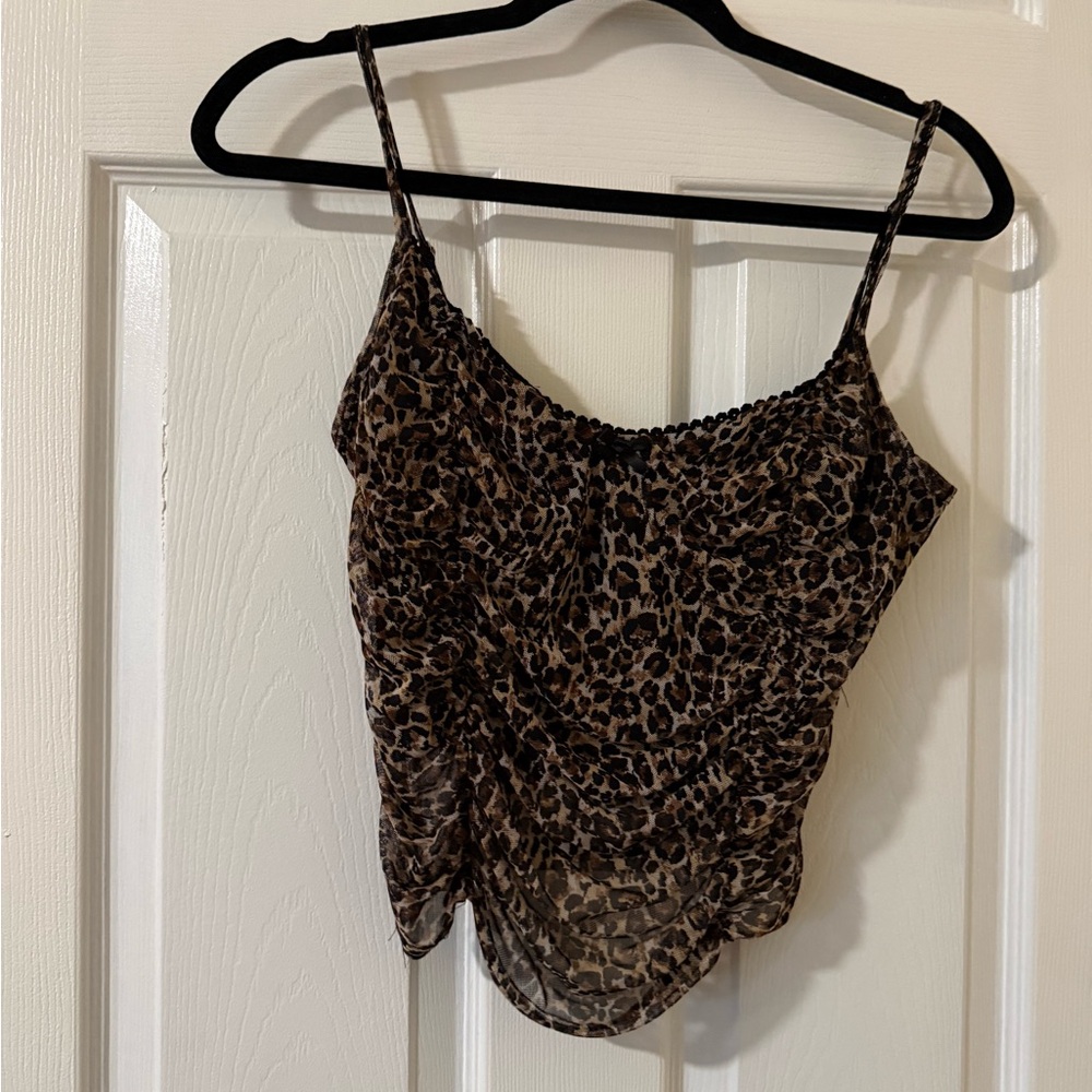 emory park Leopard Print Spaghetti Strap Cami - Brown/Black